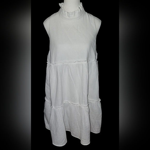 Tuckernuck Pomander Place Morgan White Ruffle Tiered Dress Cotton Lined Sz XL - Picture 2 of 15